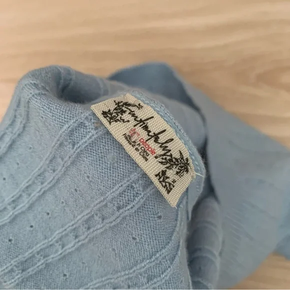 Free People XL Morning Light Ruch Cami Crop Top Crisp Light Baby Blue Coquette - Picture 5 of 8